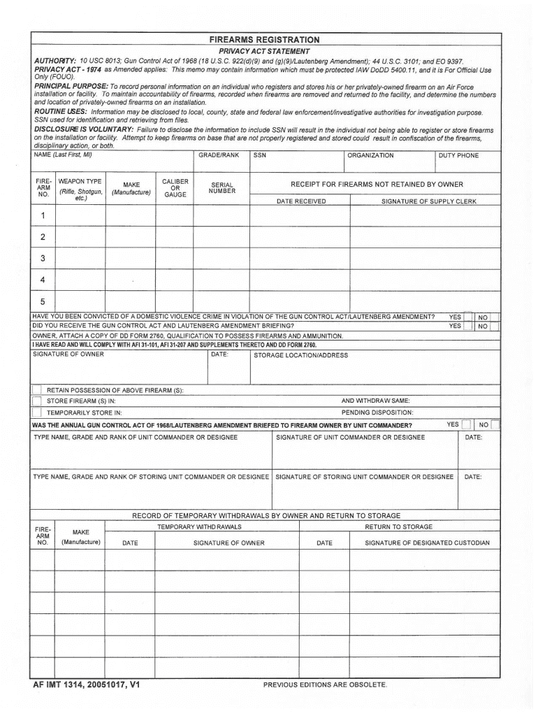  Af Form 1314 2005-2024