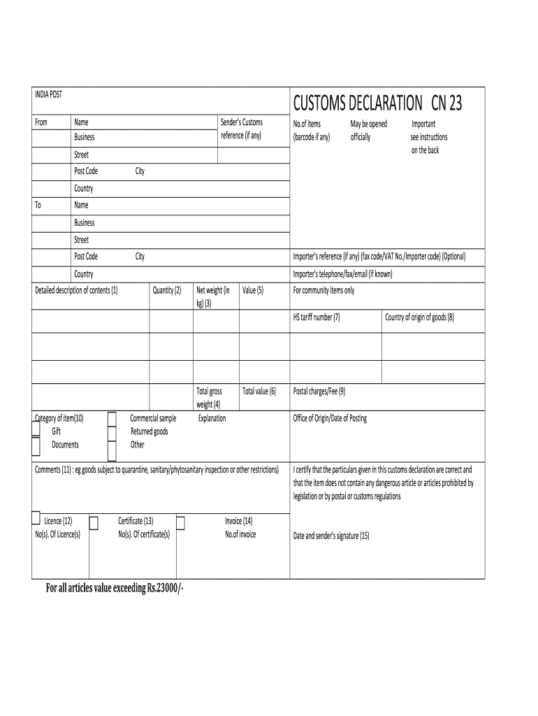 Cn 23 Form PDF