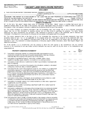 VACANT LAND DISCLOSURE REPORT  Form