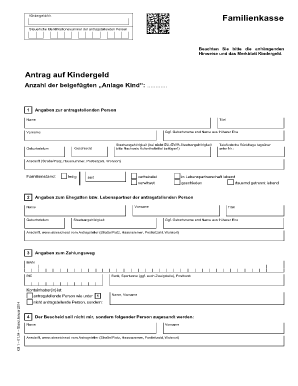 Kindergeld Antrag PDF  Form