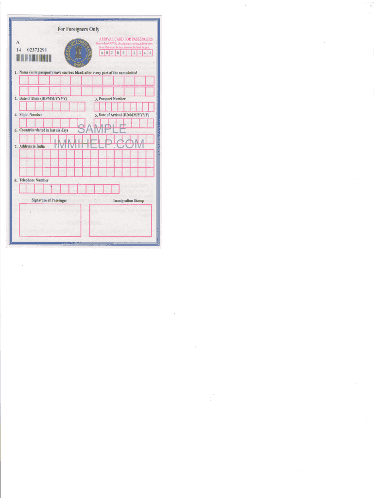 India Immigration Form Arrival