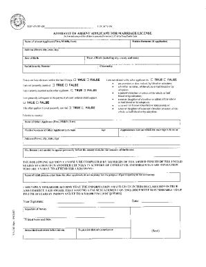  Affidavit of Absent Applicant for Marriage License Texas 2013-2024
