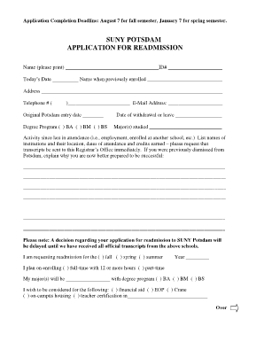 Readmission Form