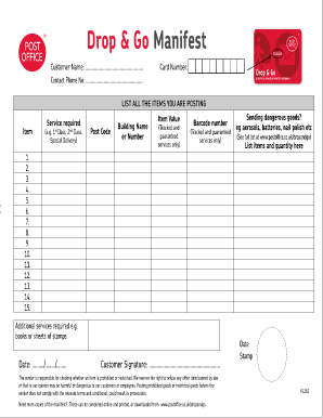 Drop and Go Manifest PDF  Form