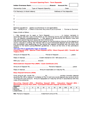 Indian Overseas Bank Deposit Slip  Form