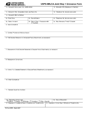 Rural Carrier Grievance Form