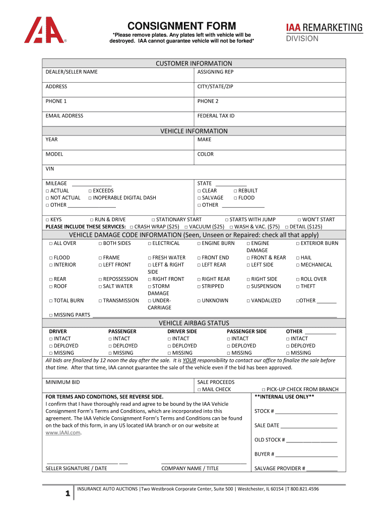 Iaa Consignment Form