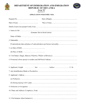 Application for Entry Visa Travisa  Form