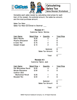 Sales Tax Worksheet with Answers PDF  Form