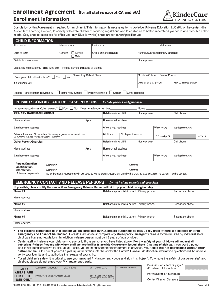 Kindercare Application Form Online