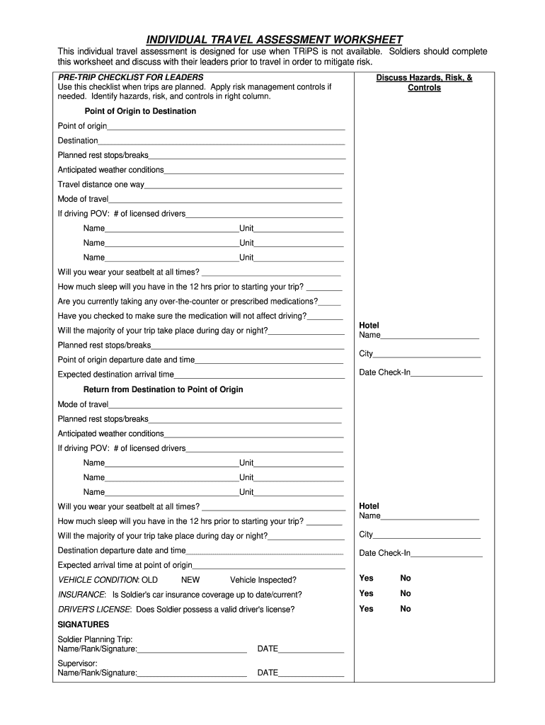 Travel Assessment  Form