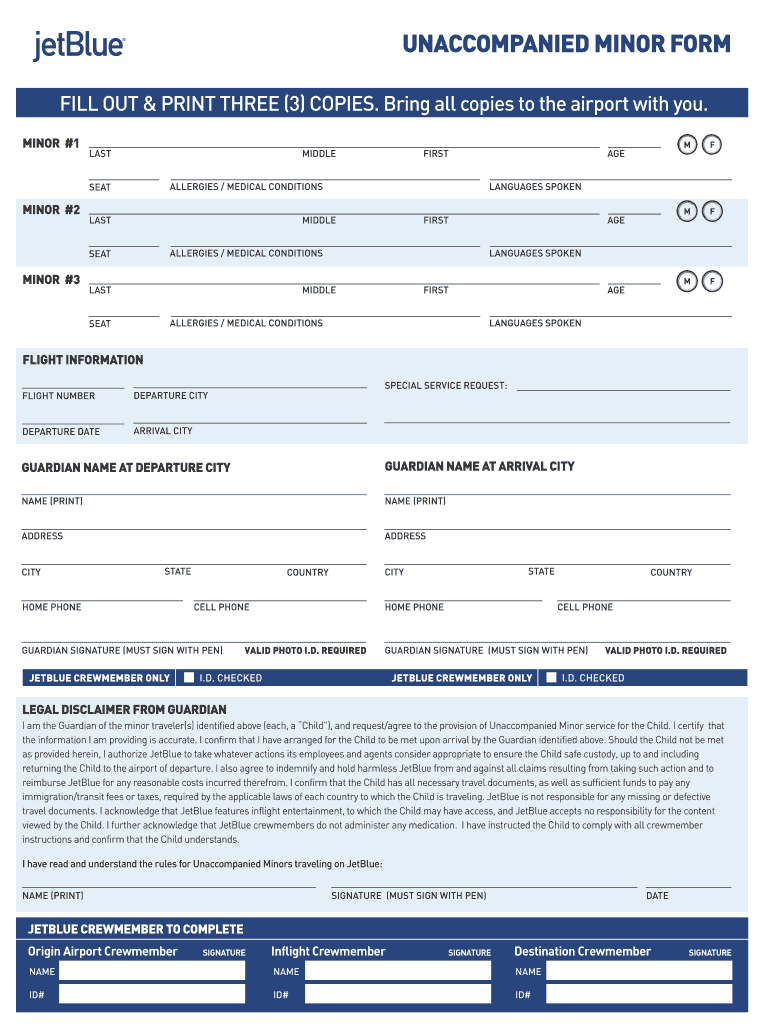 Jetblue Minor Form