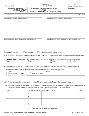 FOC 10b 313 UNIFORM SPOUSAL SUPPORT Michigan Courts Courts Mi