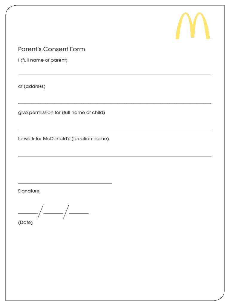 Parent Consent Letter Sample for Job  Form