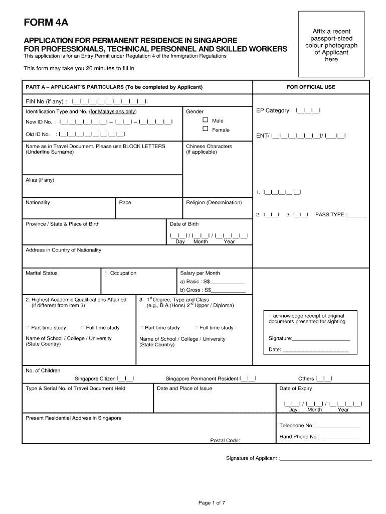 Annex a to Form 4a