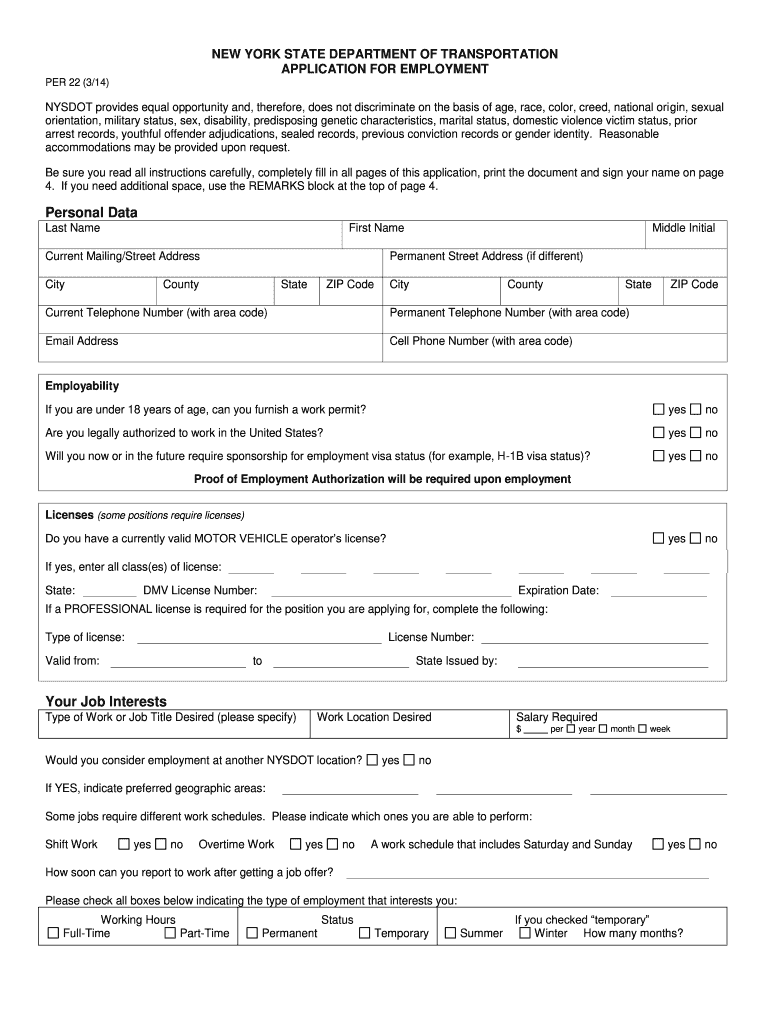  Nysdot Application for Employment 2014-2024