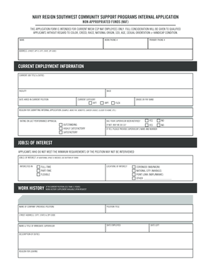 NAF Internal Application Form Navy Region Southwest