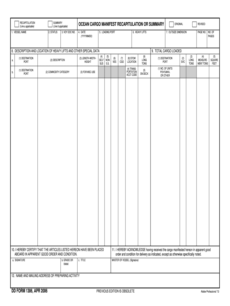 Shipping Manifest Template  Form