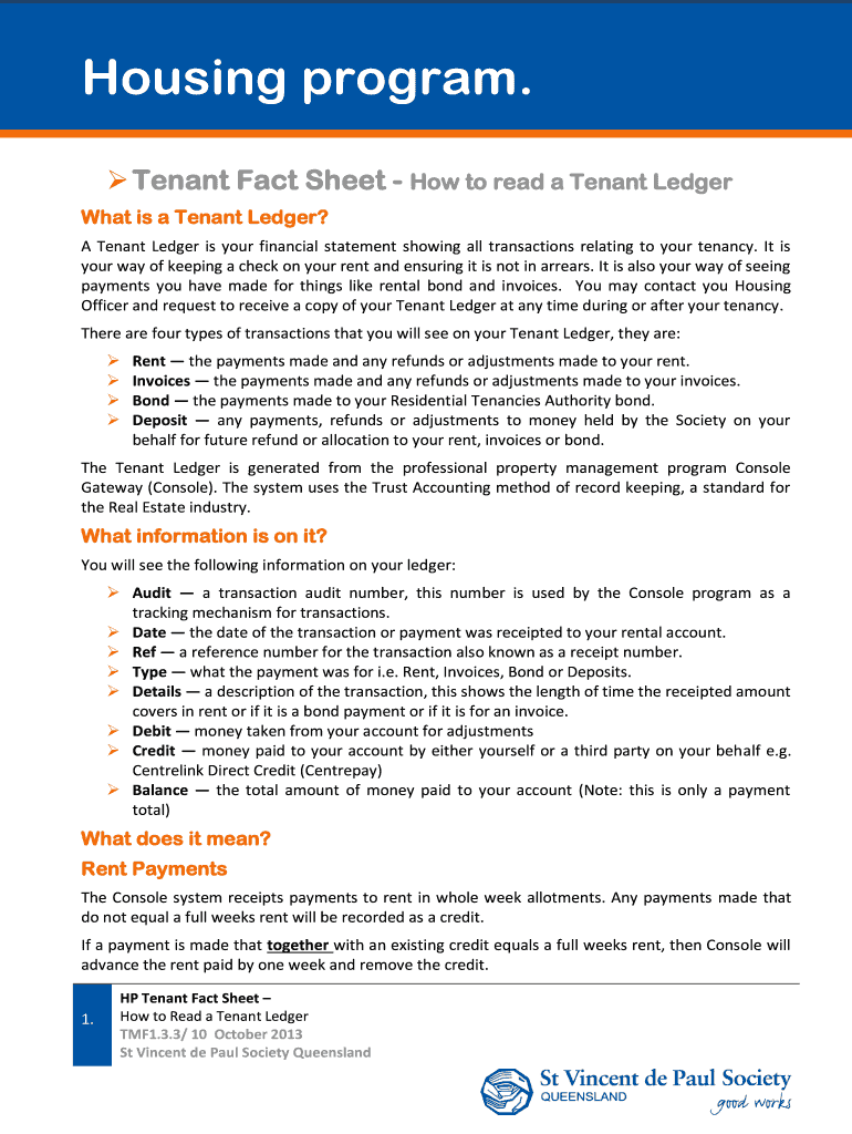 Rental Ledger Template  Form