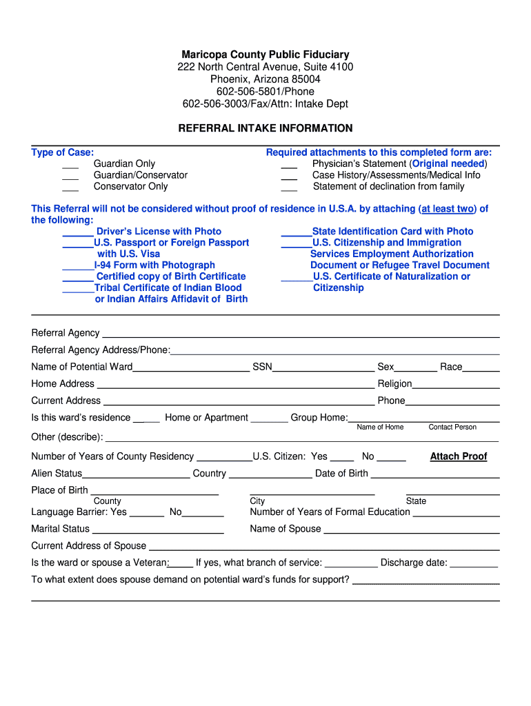 Maricopa County Public Fiduciary  Form