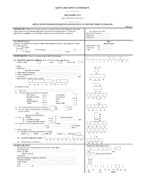 Application for Registration and Licensing of Motor Vehicle  Form