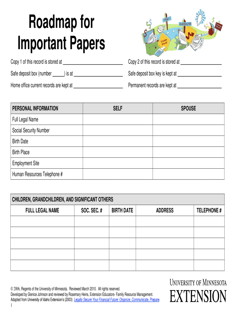 Roadmap for Important Papers  Form