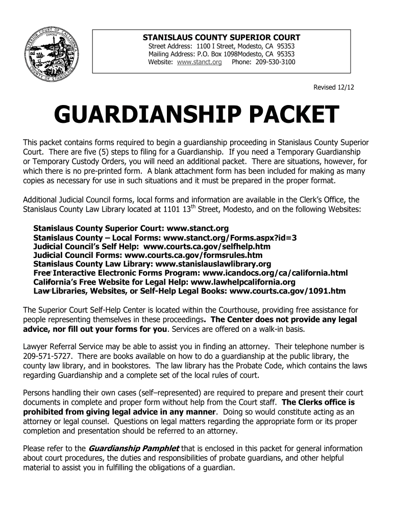  Stanislaus County Guardianship Packet 2012-2023