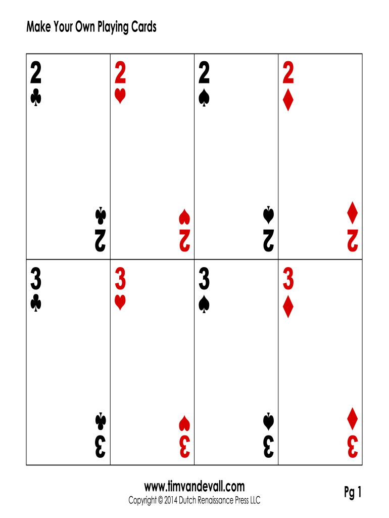 Playing Card Template  Form