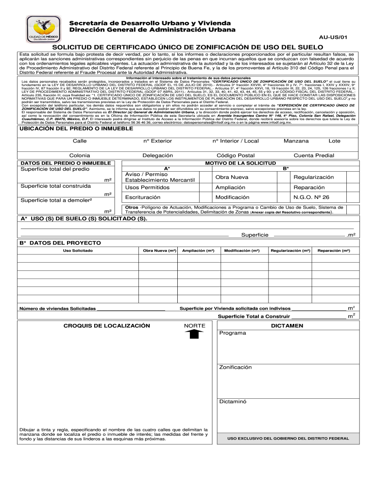 Get and Sign Solicitud De Certificado Unico De Zonificacion De Uso De Suelo Editable Form 2001-2022