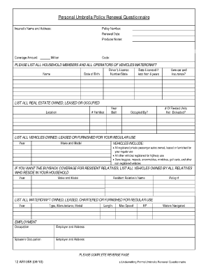 Homeowners Quote Questionnaire  Form