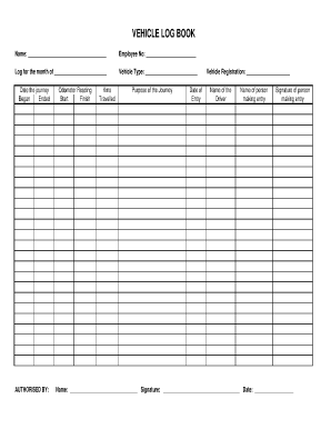 Vehicle Log Book Template Download  Form