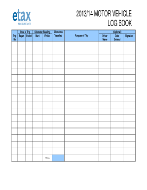  Vehicle Log Book PDF 2013-2024