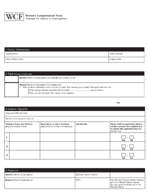 Waiver of Subrogation Form