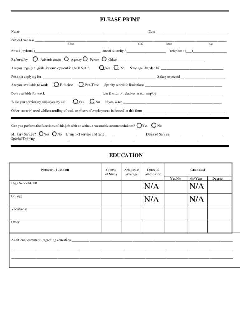 APPLICATION for EMPLOYMENT Play it Again Sports  Form