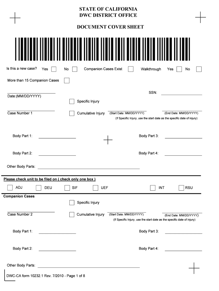  Wcab Cover Sheet  Form 2010