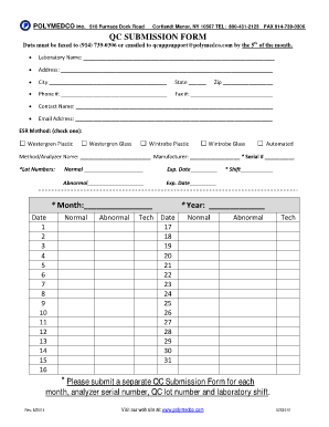 Mot Quality Control Forms Templates