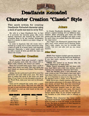 Deadlands Character Sheet  Form