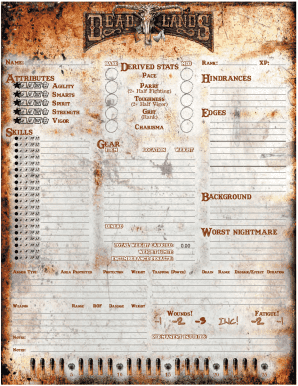 Deadlands Character Sheet  Form