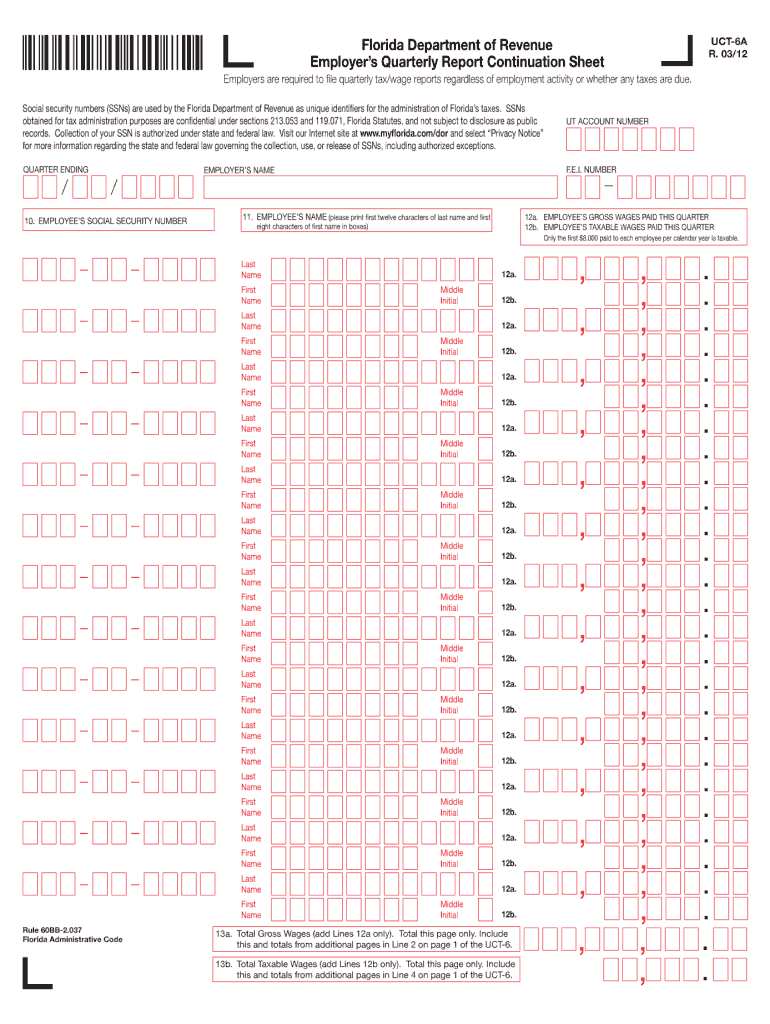  Form Uct 6 Employer's Quarterly Tax Report 2012-2024