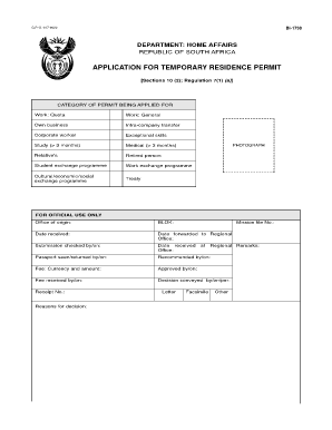 APPLICATION for TEMPORARY RESIDENCE PERMIT  Form