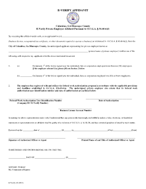 E VERIFY AFFIDAVIT Columbusga  Form