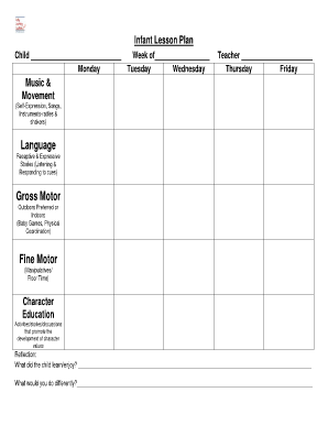 Infant Lesson Plan Kidsnow Ky Gov  Form