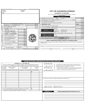 City of Glenwood Springs Sales Tax  Form