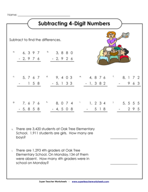  Subtracting 4 Digit Numbers Super Teacher Worksheets 2011-2024