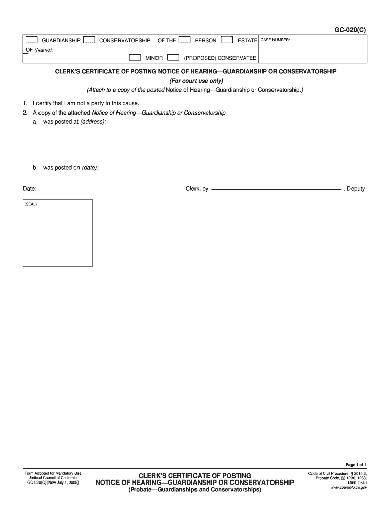 California Certificate Posting  Form