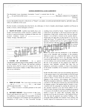 Standard Rental Agreement Georgia  Form