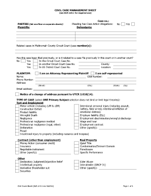 Civil Cover Sheet SLR 2 011 Courts Oregon  Form