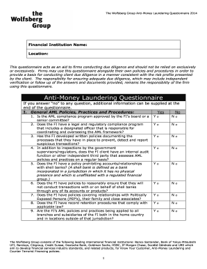 Wolfsberg Questionnaire Fill Out And Sign Printable Pdf Template Signnow