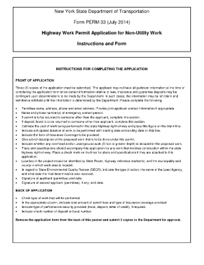 New York State Department of Transportation Form PERM 33 July Dot Ny