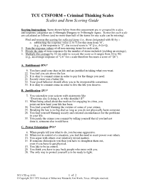 Tcu Criminal Thinking Scales  Form